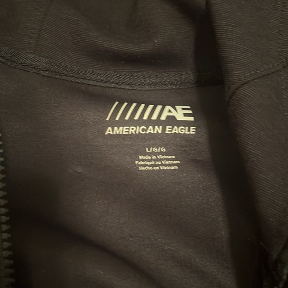 American Eagle Jacket Mens Large Black Full Zip Hoodie Jacket - Picture 3 of 7